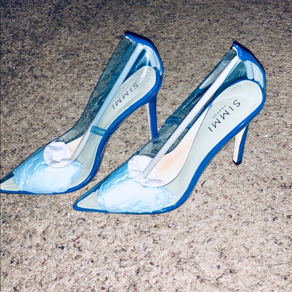 Blue Clear Stiletto Court Shoes
